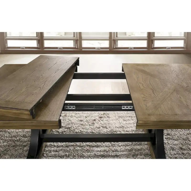 Brown Driftwood Extendable Dining Table, Seats 6-8