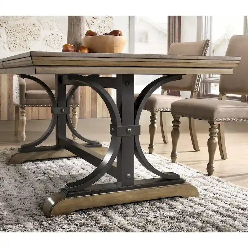 Brown Driftwood Extendable Dining Table, Seats 6-8