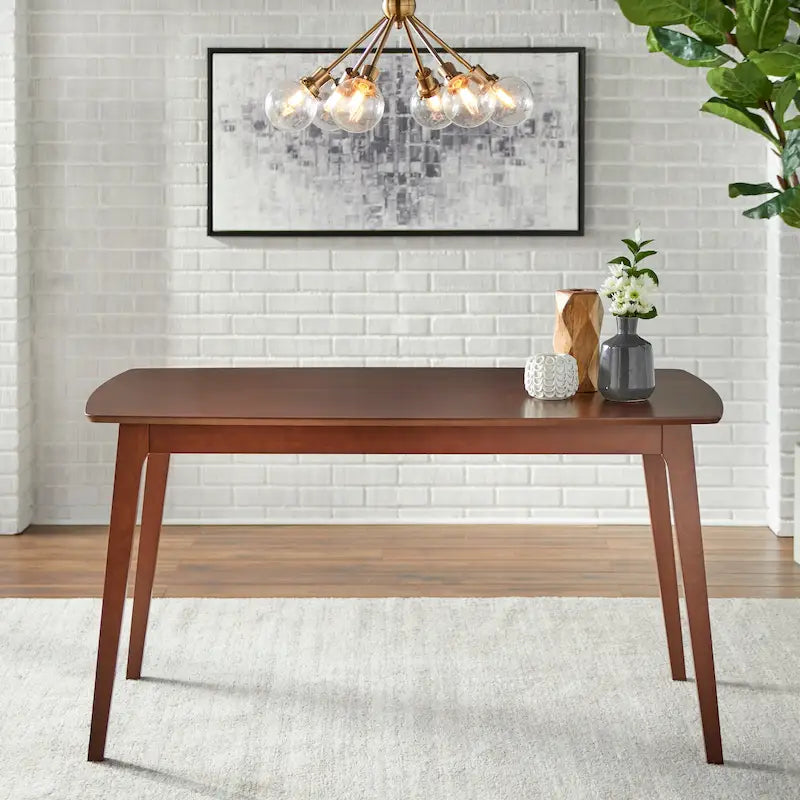 Mid-Century Dining Table, Natural/Walnut, Seats 6