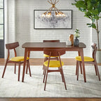 Mid-Century Dining Table, Natural/Walnut, Seats 6