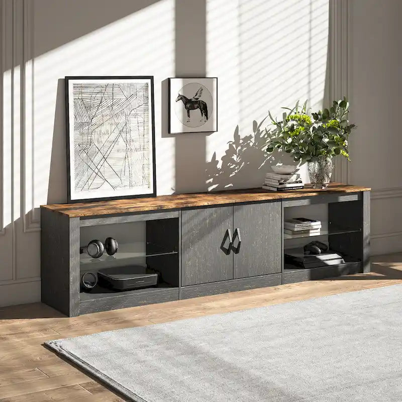 70 inch TV Stand 20 Color RGB Light Entertainment Center