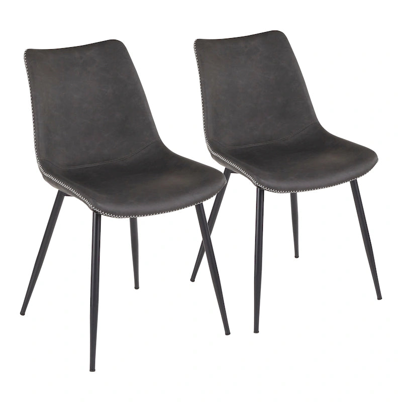 Industrial Vintage Faux Leather Dining Chair, Set of 2 | Green / Blue / Grey / Cognac