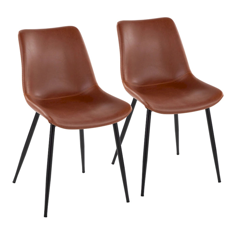 Industrial Vintage Faux Leather Dining Chair, Set of 2 | Green / Blue / Grey / Cognac