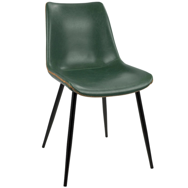 Industrial Vintage Faux Leather Dining Chair, Set of 2 | Green / Blue / Grey / Cognac