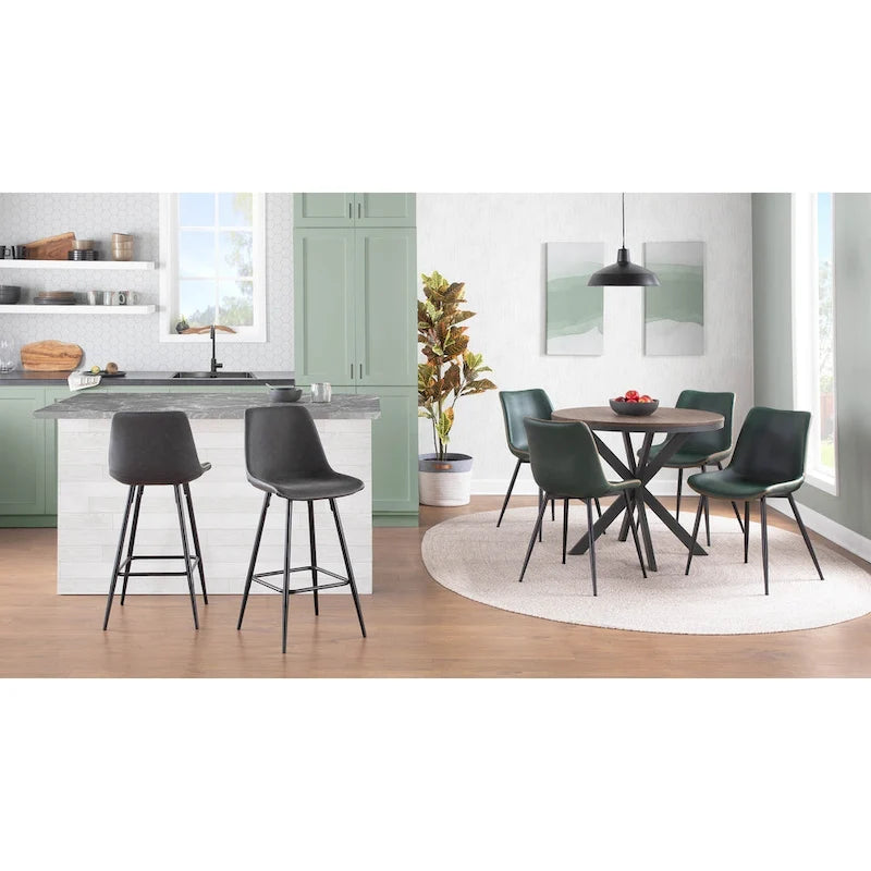 Industrial Vintage Faux Leather Dining Chair, Set of 2 | Green / Blue / Grey / Cognac