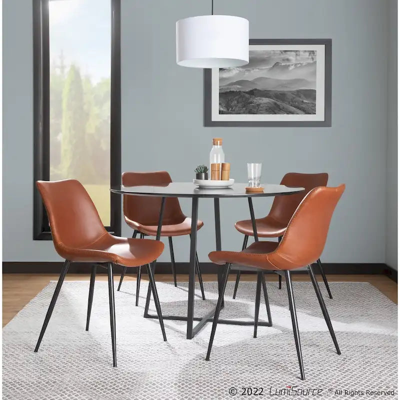 Industrial Vintage Faux Leather Dining Chair, Set of 2 | Green / Blue / Grey / Cognac