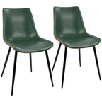 Industrial Vintage Faux Leather Dining Chair, Set of 2 | Green / Blue / Grey / Cognac