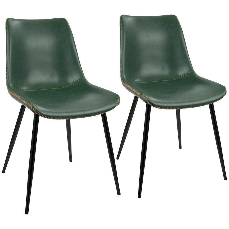 Industrial Vintage Faux Leather Dining Chair, Set of 2 | Green / Blue / Grey / Cognac