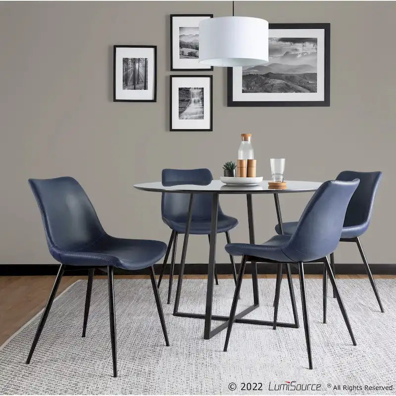 Industrial Vintage Faux Leather Dining Chair, Set of 2 | Green / Blue / Grey / Cognac