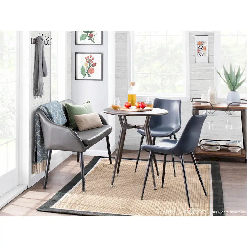 Industrial Vintage Faux Leather Dining Chair, Set of 2 | Green / Blue / Grey / Cognac