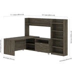 White L-Shaped Desk with Bookcase, 1-Person