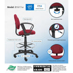 Boss Adjustable Black Loop Arm Drafting Stool with Wheel Casters