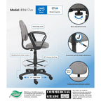 Boss Adjustable Black Loop Arm Drafting Stool with Wheel Casters