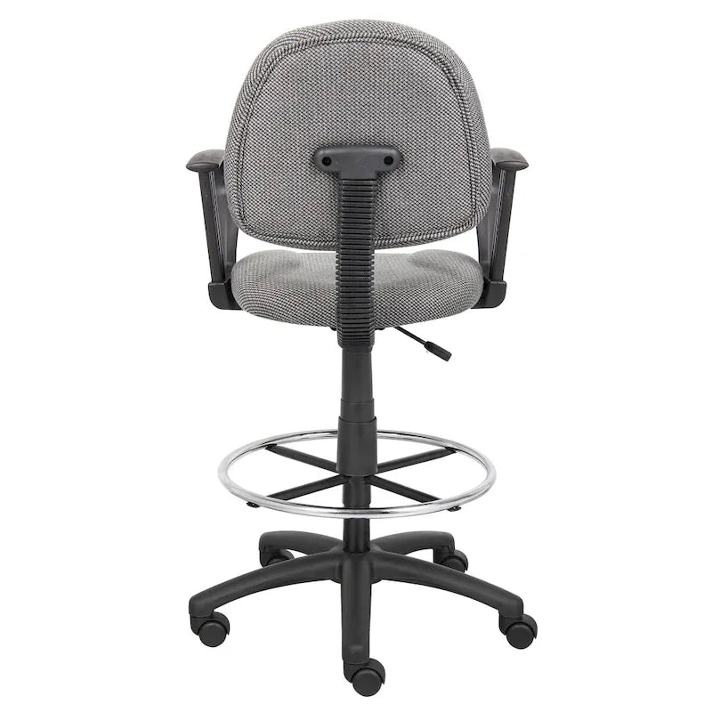 Boss Adjustable Black Loop Arm Drafting Stool with Wheel Casters