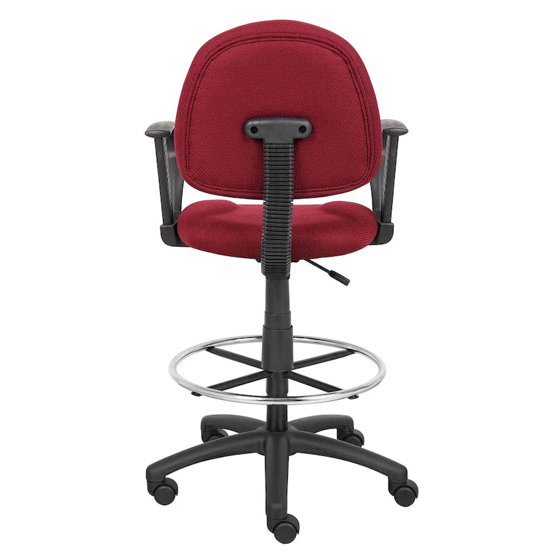 Boss Adjustable Black Loop Arm Drafting Stool with Wheel Casters