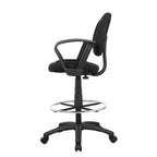 Boss Adjustable Black Loop Arm Drafting Stool with Wheel Casters