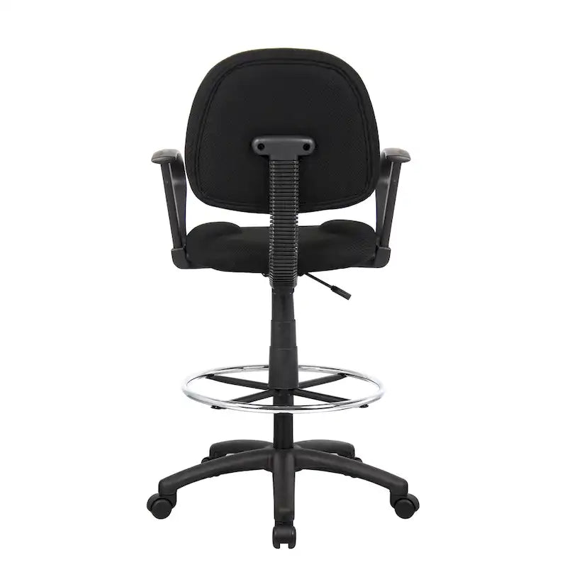 Boss Adjustable Black Loop Arm Drafting Stool with Wheel Casters