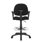 Boss Adjustable Black Loop Arm Drafting Stool with Wheel Casters