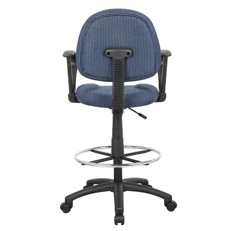 Boss Adjustable Black Loop Arm Drafting Stool with Wheel Casters