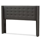Beige / Grey Winged Button-Tufted Headboard – Full / Queen, For 1