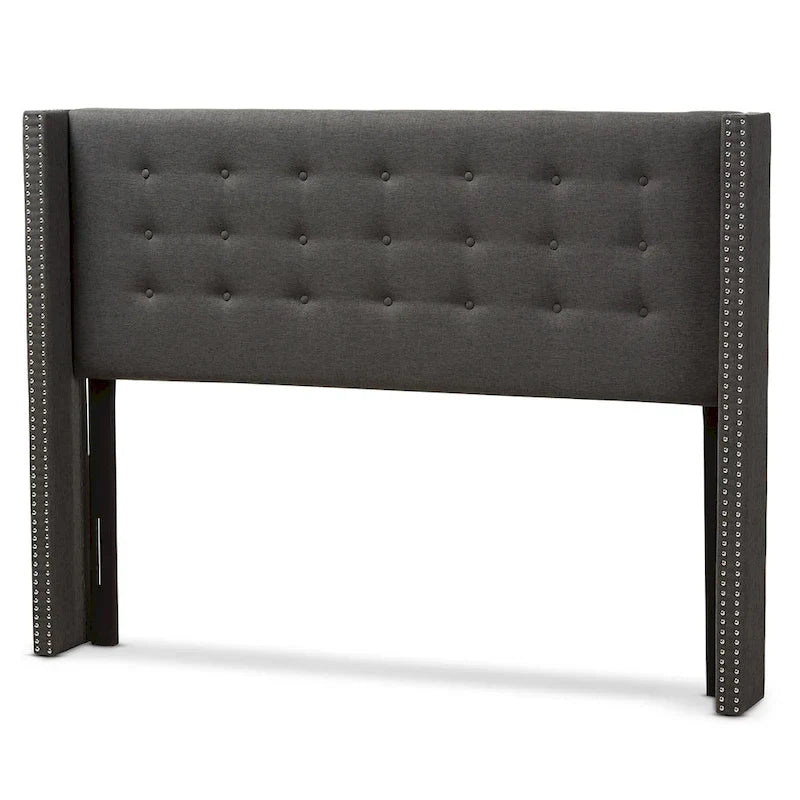 Beige / Grey Winged Button-Tufted Headboard – Full / Queen, For 1
