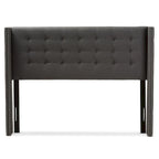 Beige / Grey Winged Button-Tufted Headboard – Full / Queen, For 1