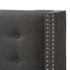 Beige / Grey Winged Button-Tufted Headboard – Full / Queen, For 1