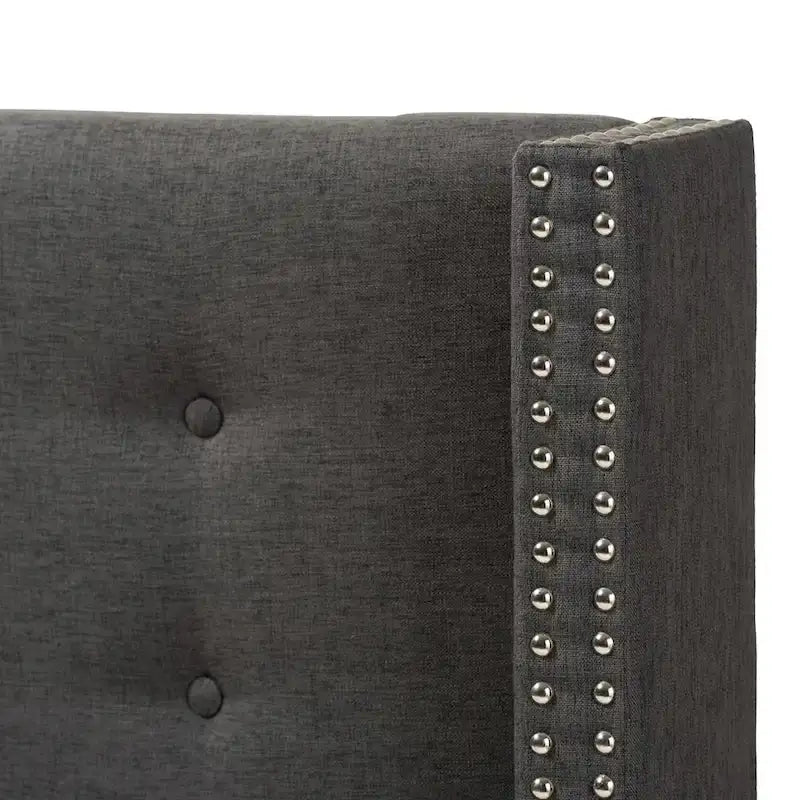 Beige / Grey Winged Button-Tufted Headboard – Full / Queen, For 1