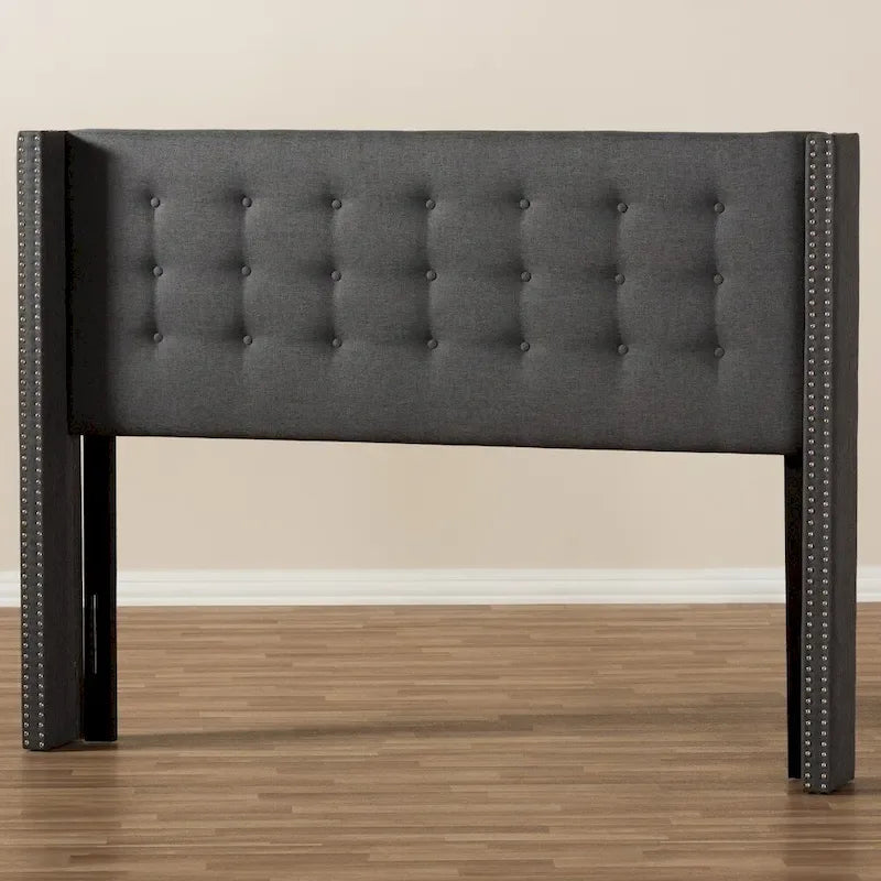 Beige / Grey Winged Button-Tufted Headboard – Full / Queen, For 1