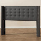 Beige / Grey Winged Button-Tufted Headboard – Full / Queen, For 1