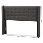 Beige / Grey Winged Button-Tufted Headboard – Full / Queen, For 1