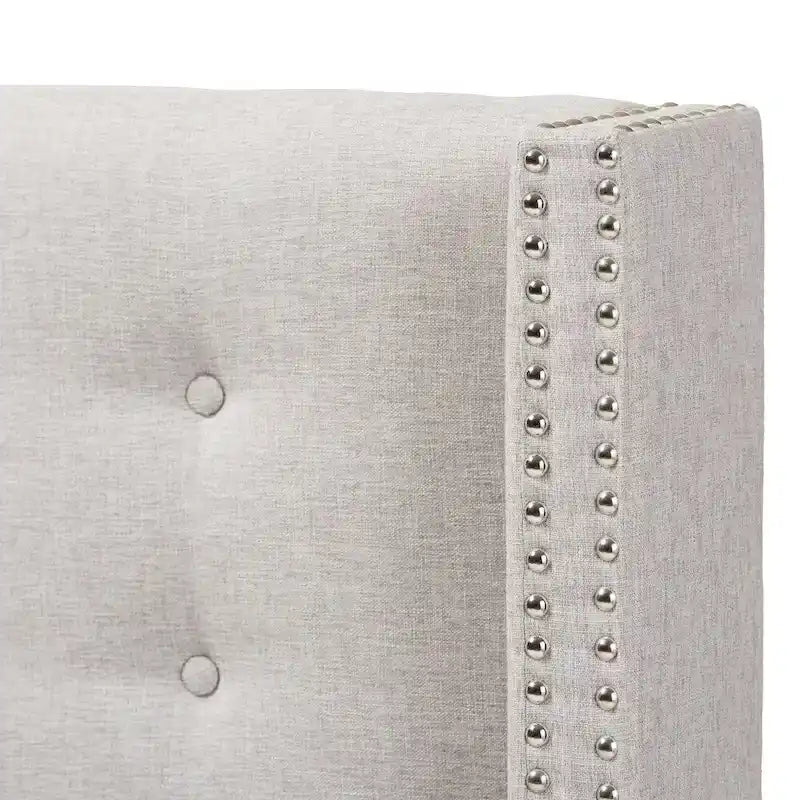 Beige / Grey Winged Button-Tufted Headboard – Full / Queen, For 1