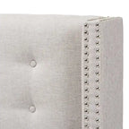 Beige / Grey Winged Button-Tufted Headboard – Full / Queen, For 1