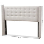 Beige / Grey Winged Button-Tufted Headboard – Full / Queen, For 1