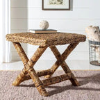 Banana Natural / Black Wicker X-Bench, Single Seat, 22"W x 22"D x 20"H
