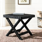 Banana Natural / Black Wicker X-Bench, Single Seat, 22"W x 22"D x 20"H
