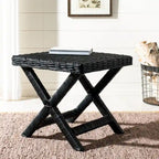 Banana Natural / Black Wicker X-Bench, Single Seat, 22"W x 22"D x 20"H