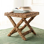 Banana Natural / Black Wicker X-Bench, Single Seat, 22"W x 22"D x 20"H