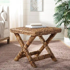 Banana Natural / Black Wicker X-Bench, Single Seat, 22"W x 22"D x 20"H