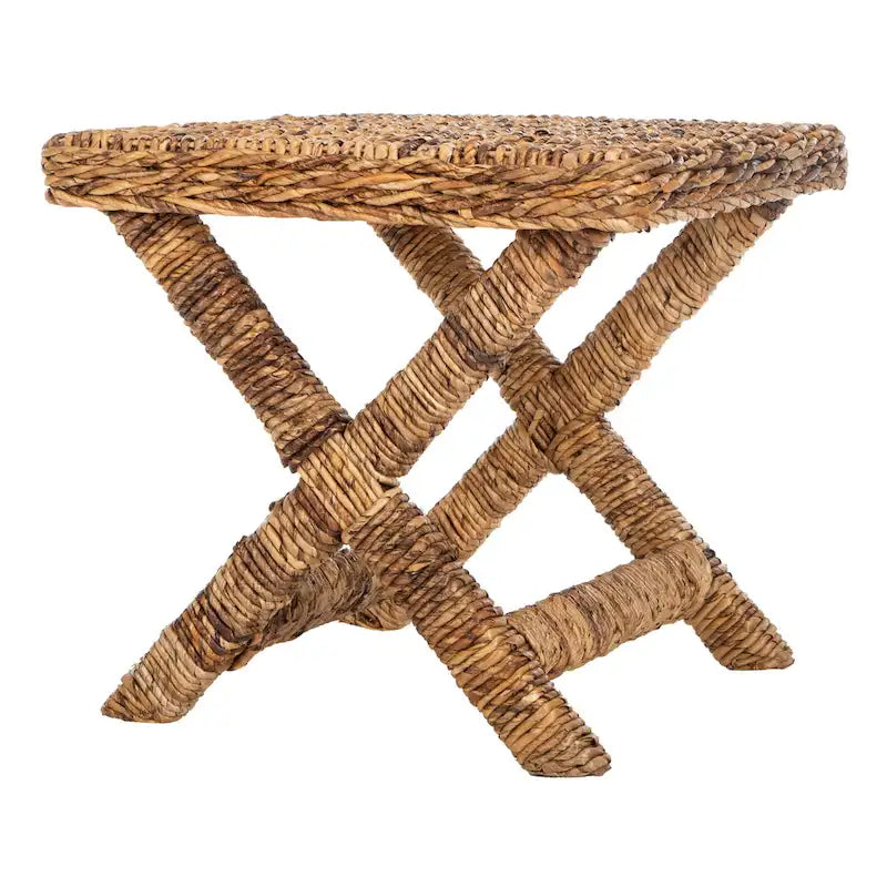 Banana Natural / Black Wicker X-Bench, Single Seat, 22"W x 22"D x 20"H