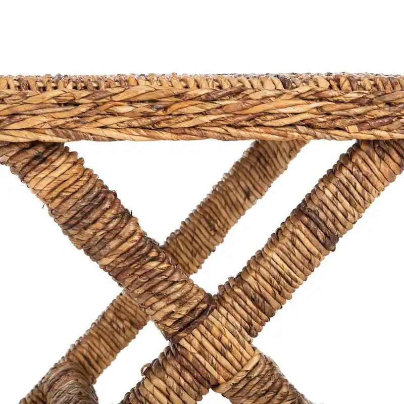 Banana Natural / Black Wicker X-Bench, Single Seat, 22"W x 22"D x 20"H