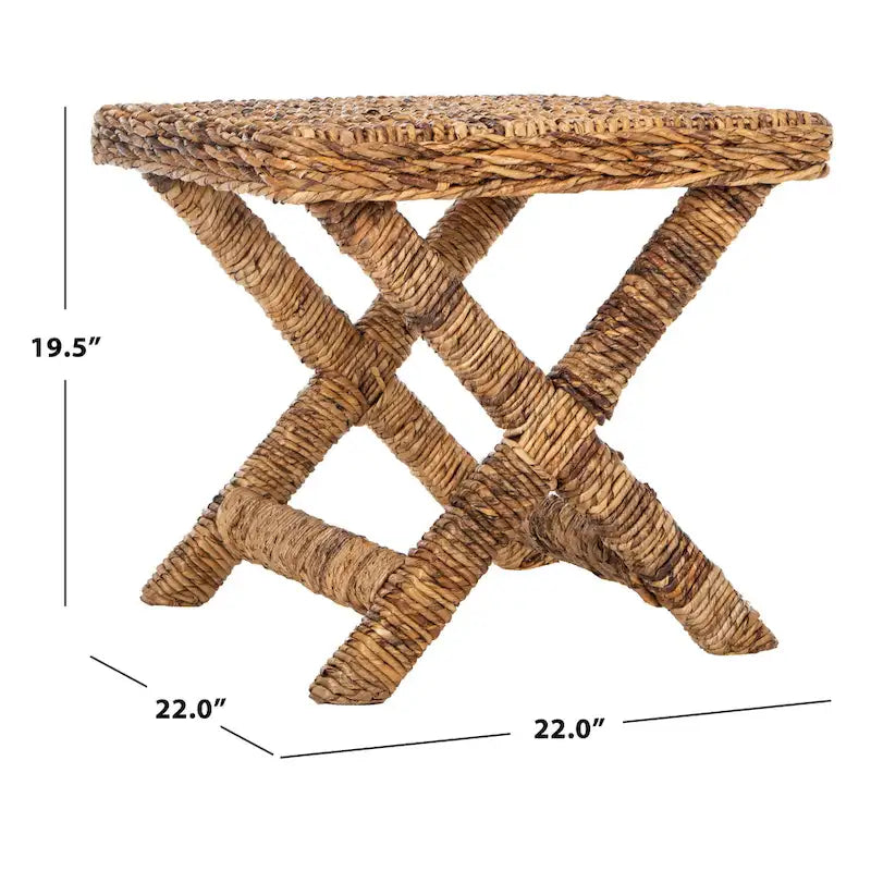 Banana Natural / Black Wicker X-Bench, Single Seat, 22"W x 22"D x 20"H