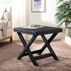 Banana Natural / Black Wicker X-Bench, Single Seat, 22"W x 22"D x 20"H