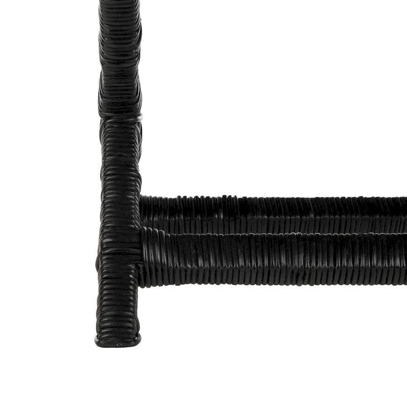 Banana Natural / Black Wicker X-Bench, Single Seat, 22"W x 22"D x 20"H