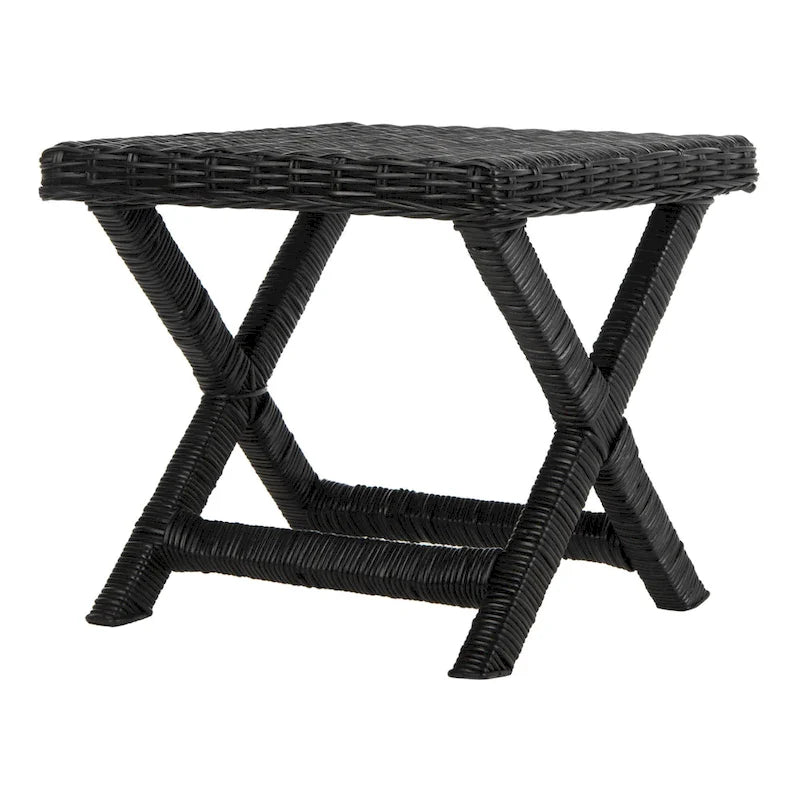 Banana Natural / Black Wicker X-Bench, Single Seat, 22"W x 22"D x 20"H