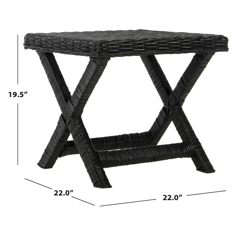 Banana Natural / Black Wicker X-Bench, Single Seat, 22"W x 22"D x 20"H