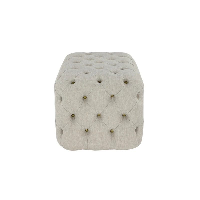 Black Tan or Grey Wood Tufted Fabric Modern Glam Ottoman Bench