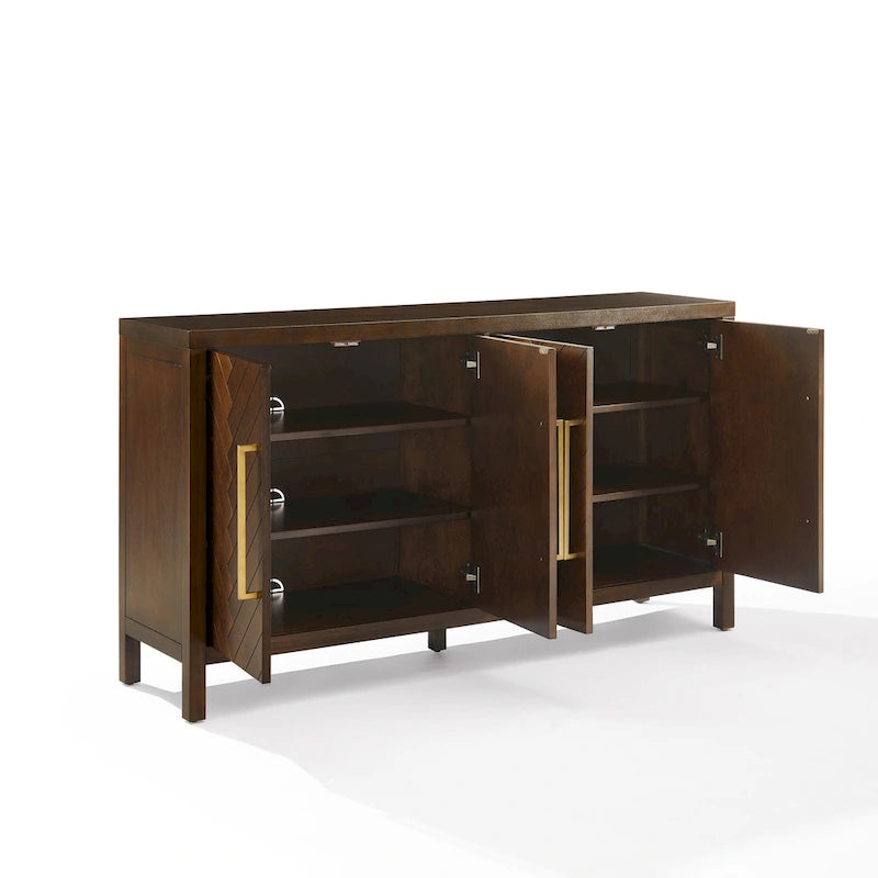 Dark Brown Herringbone 2-Door Sideboard (Fits up to 65" TV)