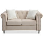 Raisa 60 in. Velvet 2-Seater Sofa With 2-Throw Pillow - 60L x 34W x 30H