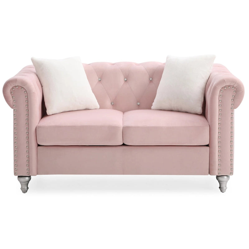 Raisa 60 in. Velvet 2-Seater Sofa With 2-Throw Pillow - 60L x 34W x 30H